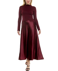 Taylor Women's Satin Twofer A-Line Sweater Dress