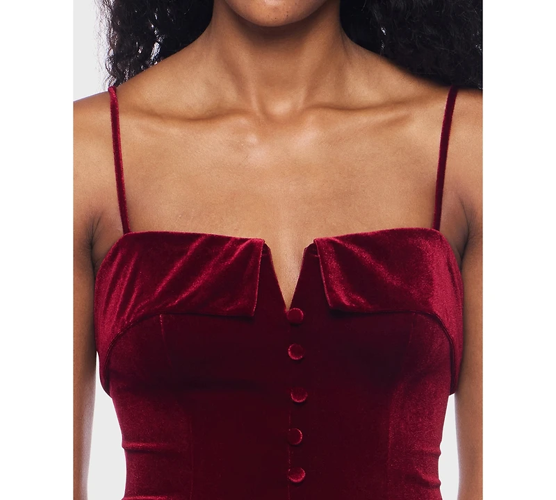 Alex & Sophia Junior's Spaghetti Strap V-Neck Button Down Dress