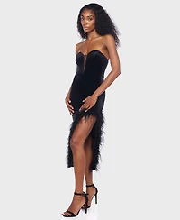 Alex & Sophia Junior's Strapless Midi Feather Dress