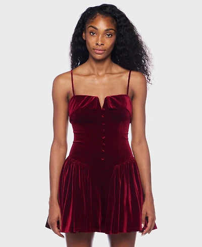 Alex & Sophia Junior's Spaghetti Strap V-Neck Button Down Dress