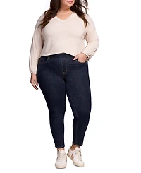 Tribal Plus Audrey Mid Rise Pull-On Slim Ankle Glitter Jeans
