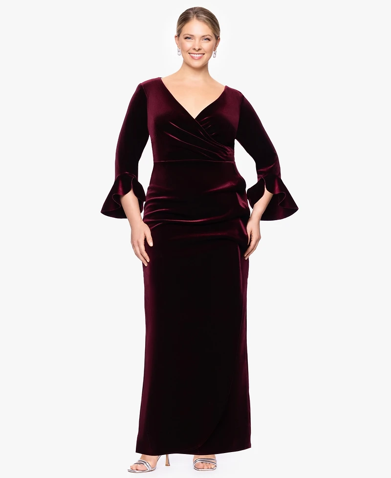 Betsy & Adam Plus Sheath Long Sleeves Dress