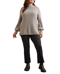 Tribal Plus Cable Knit Mock Neck Sweater