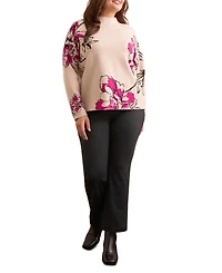 Tribal Plus Knit Jacquard Funnel Neck Sweater
