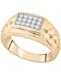 Macy's Men's Diamond (1/4 ct. t.w.) Ring in 14K Gold Plated Sterling Silver