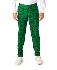Suitmeister Men's Party Costume. Pats Green Suit - Shamrock Print for Men