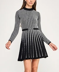 Invitee Juniors' Vertical Ottoman Stripe Short Sweaterdress
