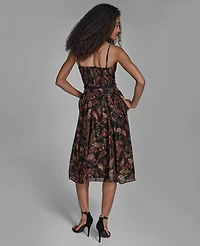 Bcbg Women's Printed Sweetheart Neck Midi Dress