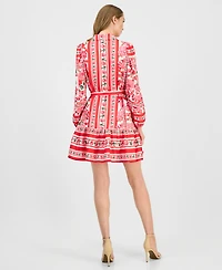 Anne Klein Women's Printed Flounce-Hem Shirtdress