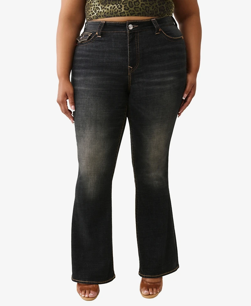 True Religion Women's Plus Becca Bootcut Big T Jean