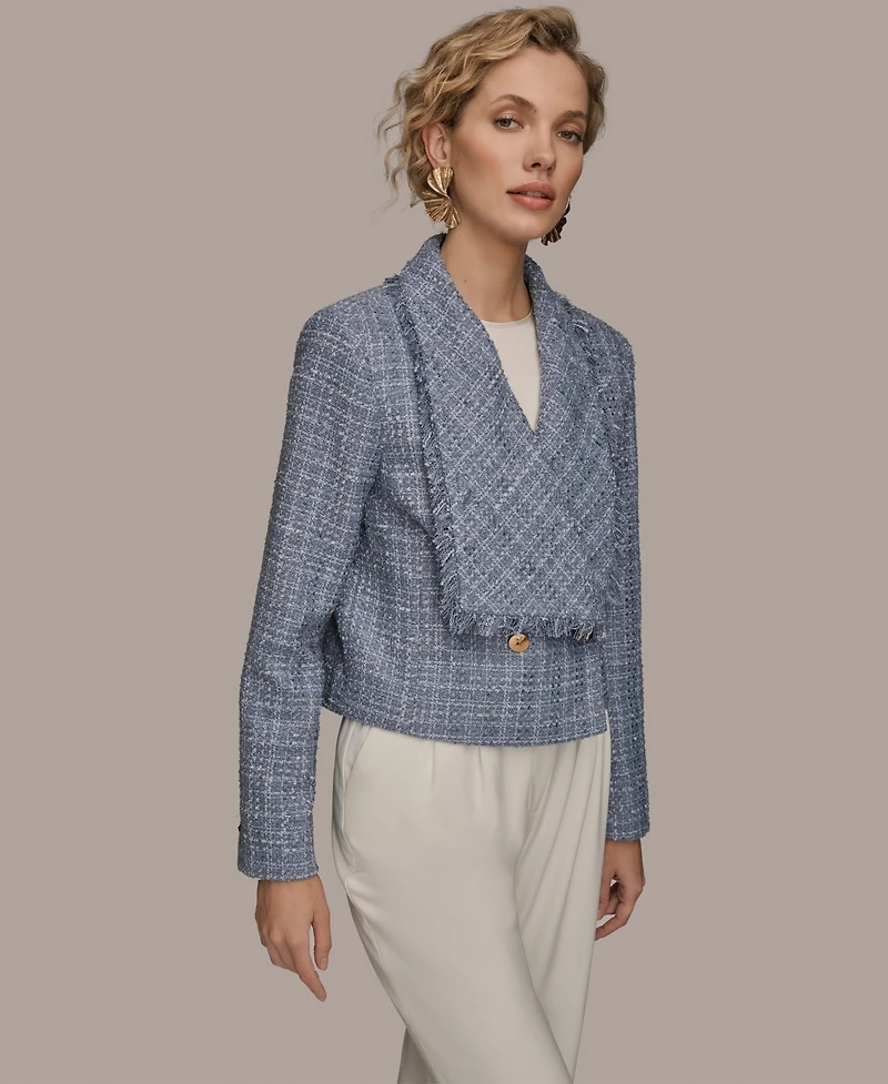 Donna Karan New York Women's Fringe Detail Wrap Jacket