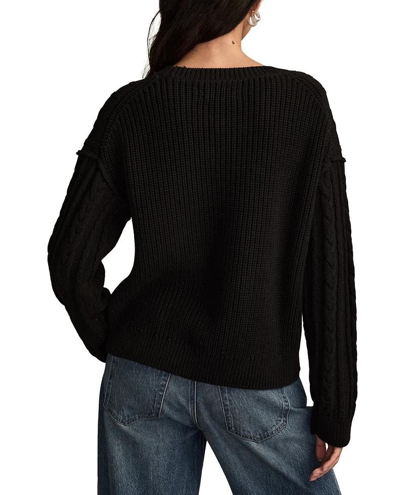 Lucky Brand Women's Cable Crew Neck Sweater