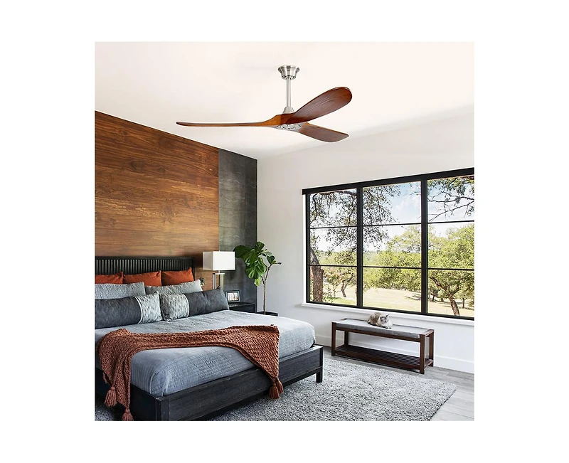 60-inch Modern Sand Nickel 3-Blade Ceiling Fans with Intelligent Remote Control and Timing Function