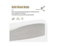 52-inch Modern Golden Sliver 3 Solid Wood Blade Ceiling Fan with 6-speed Remote Control and Forward Reverse Rotation Function for Indoor