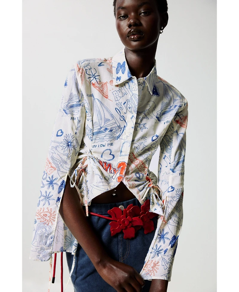 Desigual Women's Printed shirt with ties