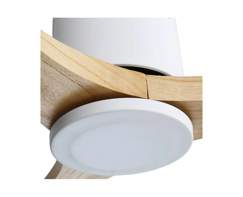52-inch Modern White 3 Solid Wood Blade Ceiling Fan with 6-speed Remote Control and Forward Reverse Rotation Function for Indoor