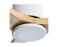 52-inch Modern White 3 Solid Wood Blade Ceiling Fan with 6-speed Remote Control and Forward Reverse Rotation Function for Indoor