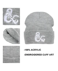 Dungeons & Dragons Men's Ampersand Logo Embroidery Heather Gray Acrylic Knit Cuff Beanie