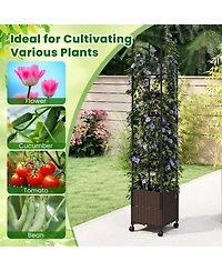Gymax 2 Pcs 87'' Tall Raised Garden Bed w/ Plant Box Lockable Wheels Indoor Outdoor