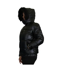 Spire By Galaxy Women's Full Zip Heavyweight Bubble Jacket With Detachable Faux Fur Hood