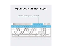 Risokeys Wireless Keyboard And Mouse Combo, 2.4G Wireless Computer Keyboard With Phone Tablet Holder, Silent Mouse With 6 Button, Compatible With, Whi