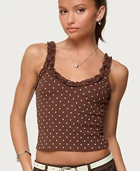 Edikted Women's Pippin Ruffle Polka Dot Tank Top
