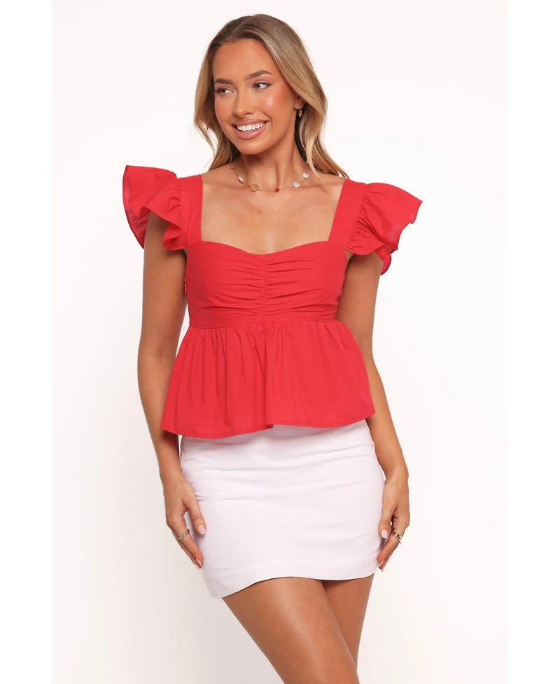 Petal and Pup Women's Lyric Ruffle Top - Red