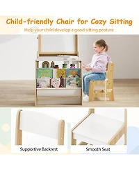 Sugift Kids Art Table and Chair Set with Easel and Chair for Drawing Reading