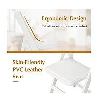 Sugift 4 Pack White Resin Folding Chairs with Padded Seats - Indoor/Outdoor
