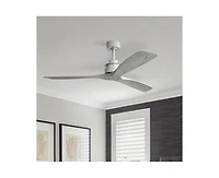60-inch Modern Sliver 3-Blade Solid Wood Ceiling Fan Without Light With 6-Speed Remote Control and Forward Reverse Function For Indoor
