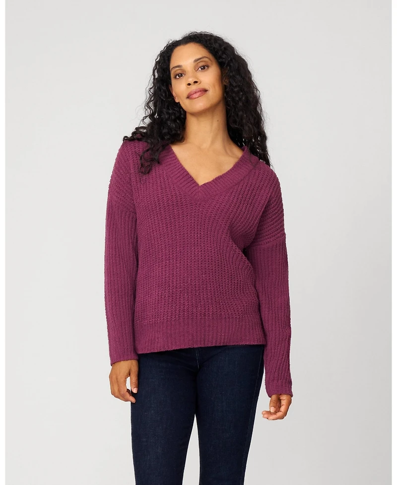 Cable & Gauge Women's Cozy Luxe Lounge V-Neck Sweater