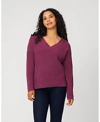 Cable & Gauge Women's Cozy Luxe Lounge V-Neck Sweater