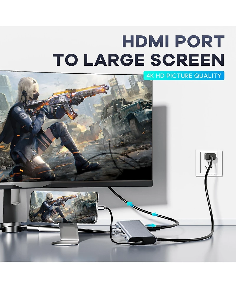 11-in-1 Usb-c Hub Multiport Adapter with 4K Hdmi, Vga, Pd & Ethernet