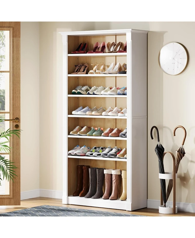 Tribesigns 8-Tier Shoe Rack, Wooden Freestanding Shoe Storage Cabinet for 32-40 Pairs, 70.9-Inch Tall Shoe Organizer Shelf for Entryway, Closet