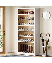 Tribesigns 8-Tier Shoe Rack, Wooden Freestanding Shoe Storage Cabinet for 32-40 Pairs, 70.9-Inch Tall Shoe Organizer Shelf for Entryway, Closet