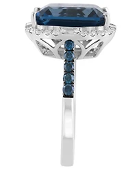 Effy Collection White and Blue Diamond (1/2 ct. t.w.) and London Blue Topaz (6-5/8 ct. t.w.) Ring in 14K White Gold