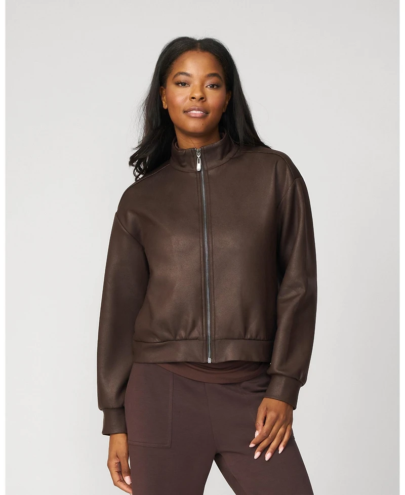 Cable & Gauge Women's Coated Cropped Bomber Jacket