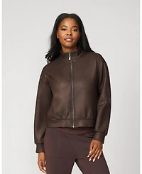 Cable & Gauge Women's Coated Cropped Bomber Jacket