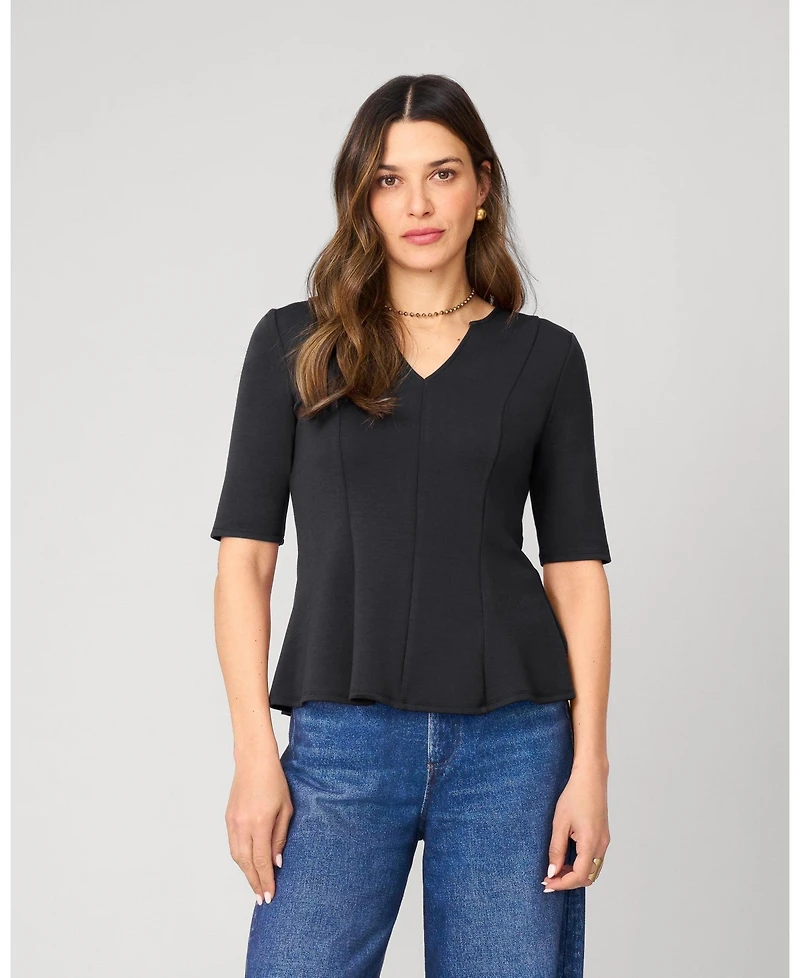 Cable & Gauge Women's Minimalist Scuba Peplum Top
