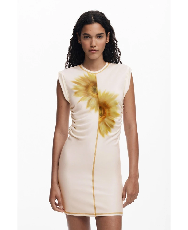 Desigual Women's Short sunflower lyocell dress