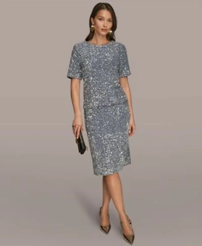 Donna Karen New York Womens Sequin Short Sleeve Top Sequin Pencil Skirt