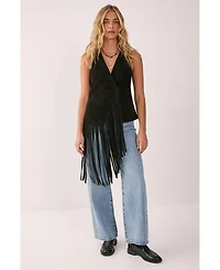 Nasty Gal Women's Premium Suede Fringe Waistcoat