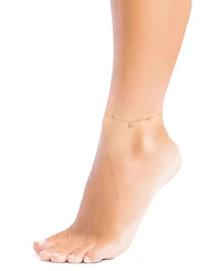 Macy's Cubic Zirconia Flower Beaded Anklet (0.14 ct. t.w.) 14kK Gold Over Sterling Silver (also Silver)