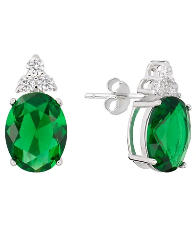 Macy's Crystal (0.12 ct. t.w.) and Cubic Zirconia (3.44 ct. t.w.) Stud Earrings in Sterling Silver