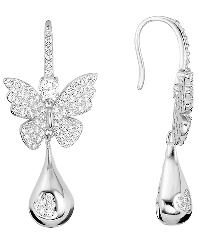 Macy's Cubic Zirconia Butterfly Drop Earrings (0.93 ct. t.w.) in Sterling Silver (also in 14K Gold Over Sterling Silver)