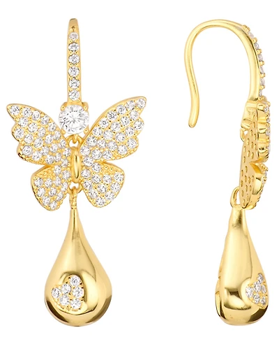 Macy's Cubic Zirconia Butterfly Drop Earrings (0.93 ct. t.w.) Sterling Silver (also 14K Gold Over Silver)