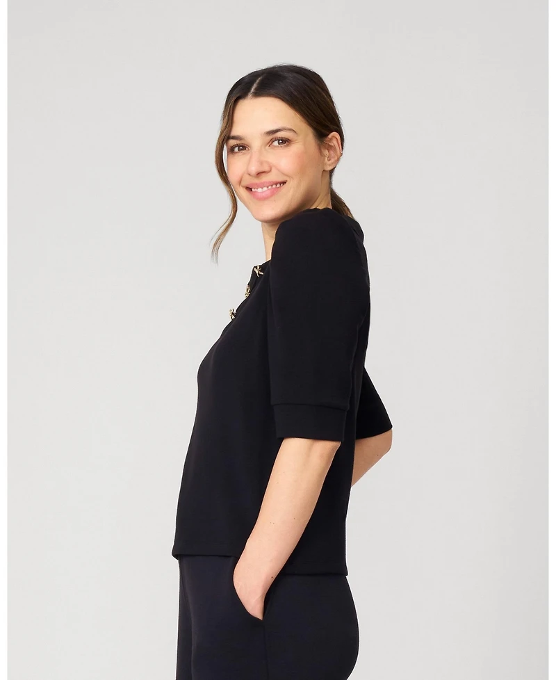 Cable & Gauge Puff Sleeve Bow Top