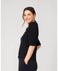 Cable & Gauge Puff Sleeve Bow Top