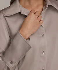 Donna Karan New York Women's Collared Long Sleeve Top