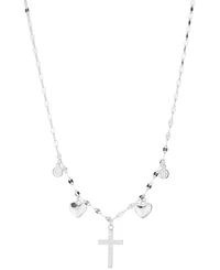 Macy's Cubic Zirconia Cross Heart Pendant Necklace (0.29 ct. t.w.) in Sterling Silver (also in 14K Gold Over Sterling Silver)